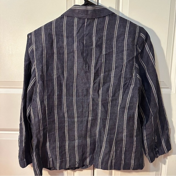 Cabi 100% linen nautical buttons striped women’s size 8 business casual blazer - Picture 6 of 11